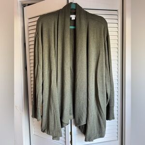 Athleta Pranayama Restore Wrap, Olive Green Open Front Cardigan